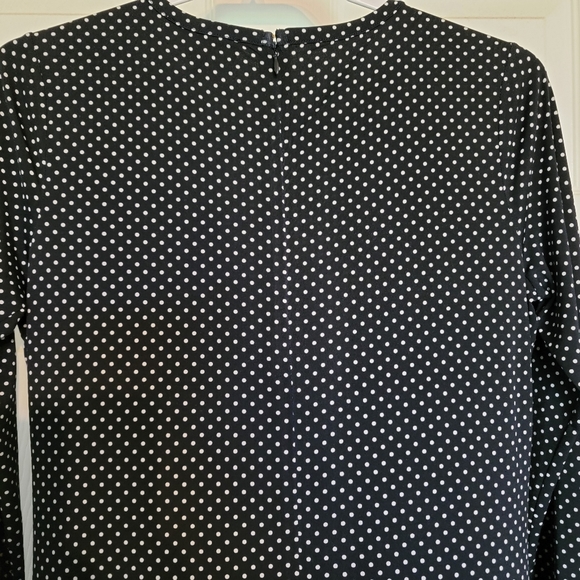 Michael Kors Black with White Polka Dot Dress with Shark-bite Hem Women's Size M - Picture 5 of 15